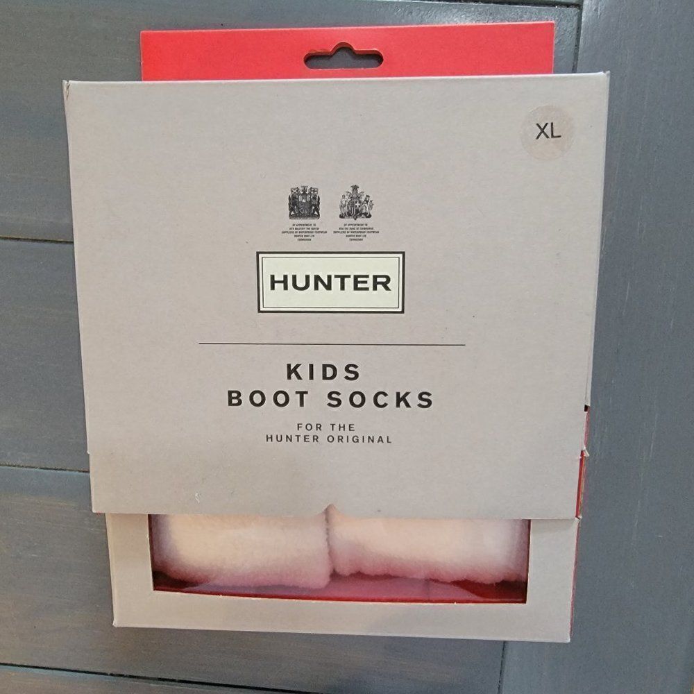 Hunter Kids Hunter White Fleece Welly Boot Socks Size XL